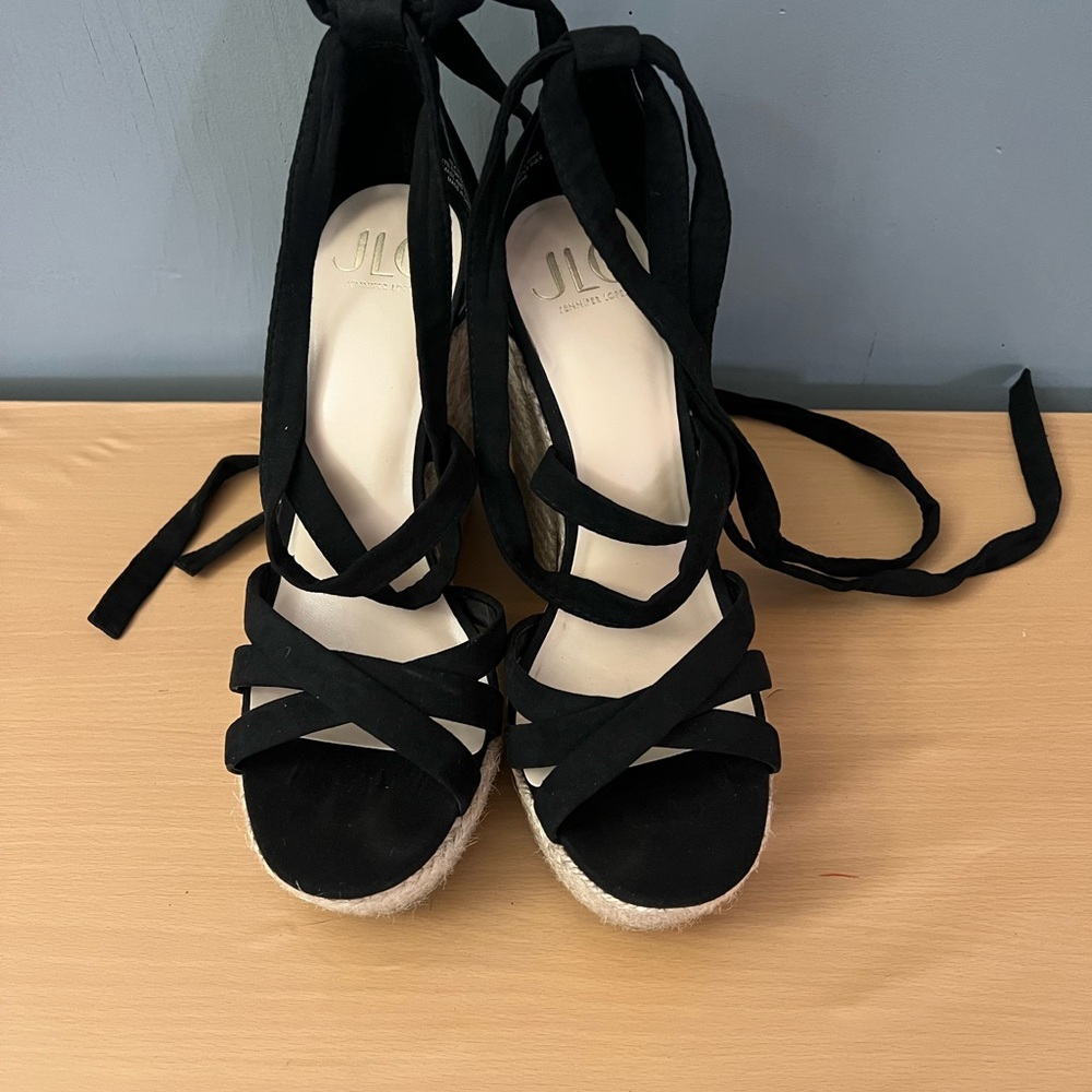 Elegant Black Espadrille Wedges